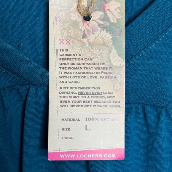 Locher's Paris Size Large Teal Embroidered I Ain't Your Effen Sweetheart Shirt - Picture 10 of 10